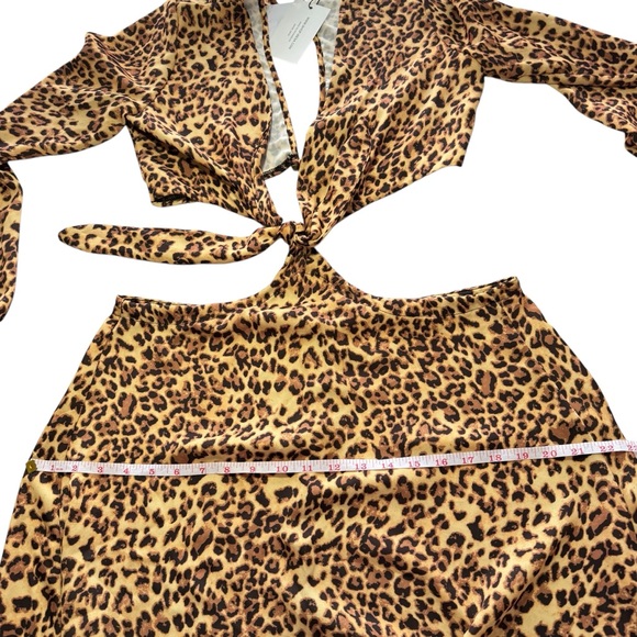 NWT RESA Jojo Mini Dress in Paris Leopard Cheetah Cutout Open Back Tie Small S - Picture 12 of 14